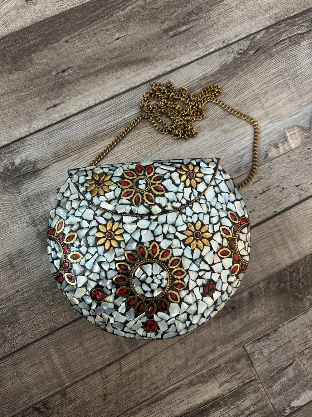 Handmade Mosaic Stone Clutch Shoulder Bag